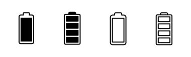Batarya simgesi ayarlandı. Şarj seviyesi. pil yükleme simgesi