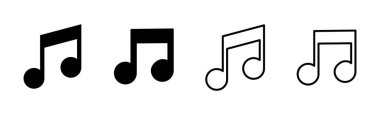 Müzik ikonu seti. Müzik simgesi vektörünü not et. ton simgesi