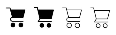 Alışveriş ikonu seti. Alışveriş arabası ikonu. Trolley simge vektörü