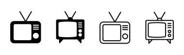 Televizyon ikonu ayarlandı. televizyon simgesi vektörü