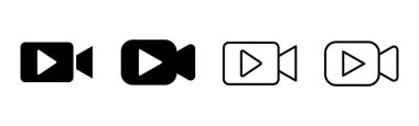 Video simgesi seti. Video kamera ikon vektörü. Film tabelası. Sinema