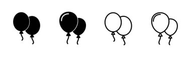 Balon simgesi ayarlandı. Parti balonu süsleme doğum günü vektörü. Balon siyah siluet simgesi