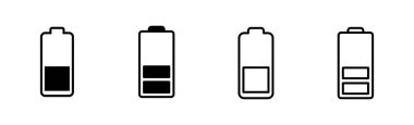 Batarya simgesi ayarlandı. Şarj seviyesi. pil yükleme simgesi