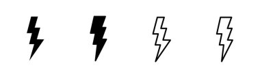 Şimşek simgesi ayarlandı. Elektrik ikon vektörü. Güç simgesi. enerji işareti