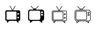 Televizyon ikonu ayarlandı. televizyon simgesi vektörü