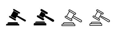Gavel simgesi hazır. Yargıç Tokmak ikon vektörü. Kanun simgesi vektörü. Açık arttırma çekici