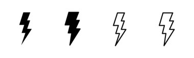 Şimşek simgesi ayarlandı. Elektrik ikon vektörü. Güç simgesi. enerji işareti