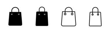 Alışveriş poşeti ikonu seti. alışveriş simgesi vektörü