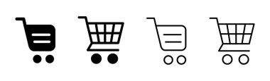 Alışveriş ikonu seti. Alışveriş arabası ikonu. Trolley simge vektörü