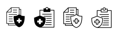 Tıbbi sigorta ikonu seti. sağlık sigortası simgesi