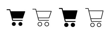 Alışveriş ikonu seti. Alışveriş arabası ikonu. Trolley simge vektörü