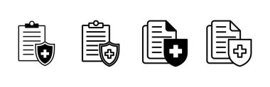 Tıbbi sigorta ikonu seti. sağlık sigortası simgesi