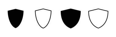 Kalkan simgesi ayarlandı. Koruma ikonu vektörü. Güvenlik vektör simgesi