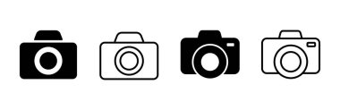 Kamera simgesi ayarlandı. Fotoğraf makinesi simgesi. kamera fotoğrafçılık simgesi.