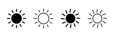 Güneş ikonu ayarlandı. Parlaklık Simgesi vektörü