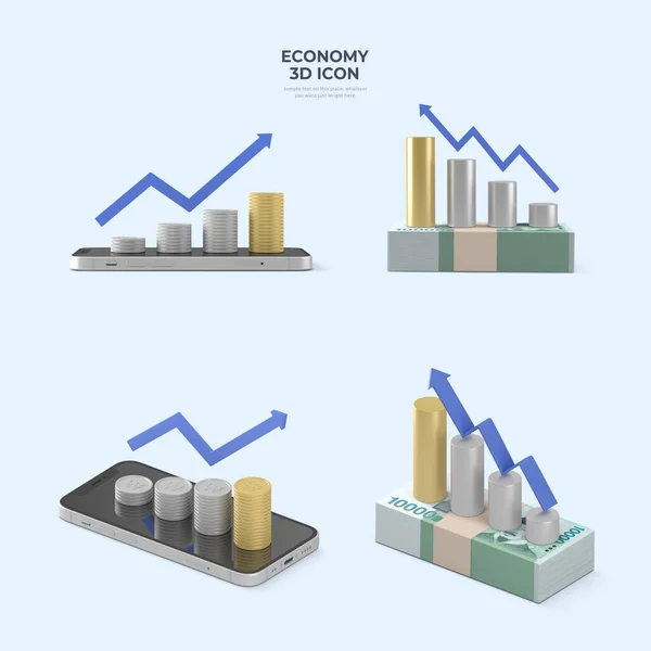 Finanças Ícones Inflação Deflação — Fotografia de Stock