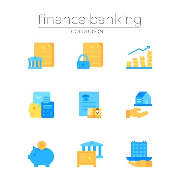 Finance Bankovnictví Bankovní Ikony — Stockový vektor