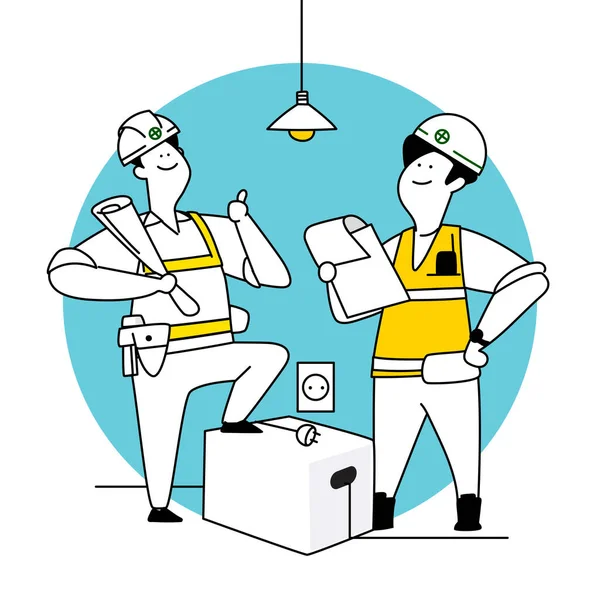 Reeks Arbeidsveiligheid Illustraties Van Bescherming Van Werknemers — Stockvector