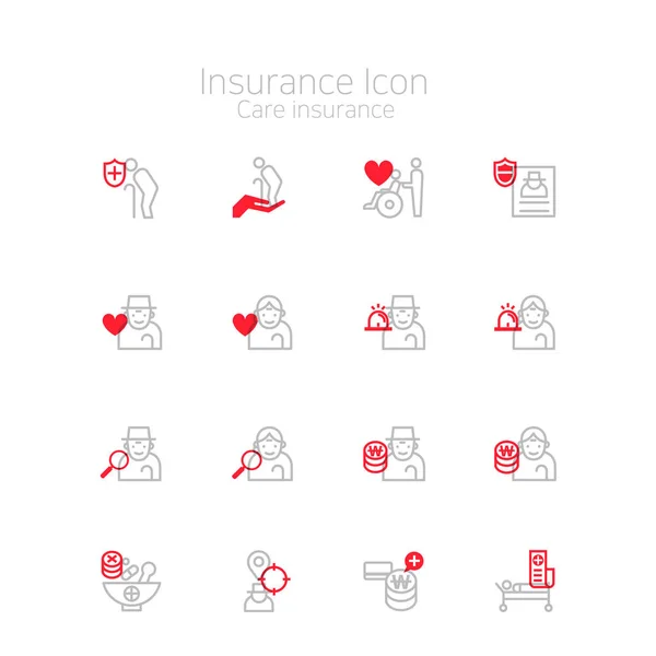 Silver Care Insurance Icon Series — Stock Vector