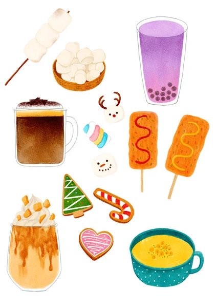 Korean Winter Desserts Vector Illustration — Stock Vector