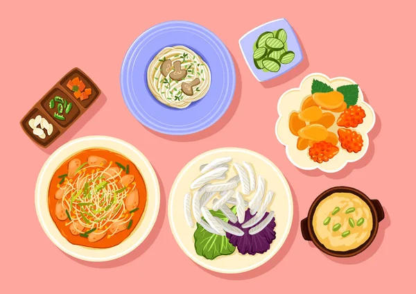 Korean Meal Spring Season — Stock Vector