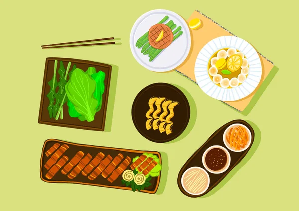 Korean Meal Spring Season — Stock Vector