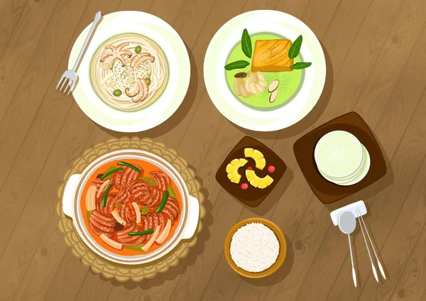 Koreai Étel Tavaszi Szezonban — Stock Vector