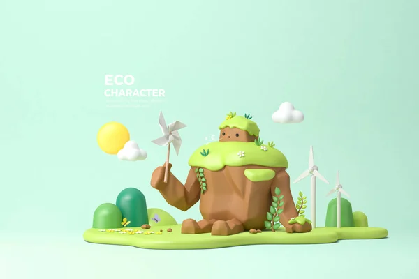 Carácter Renderizado Ecológico Concepto Protección Del Medio Ambiente — Foto de Stock