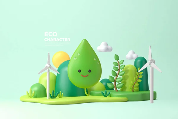 Carácter Renderizado Ecológico Concepto Protección Del Medio Ambiente — Foto de Stock