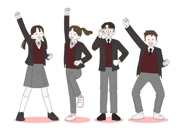 Счастливые Подростки Студенты Иллюстрация Персонажа Группы Друзей — стоковый вектор