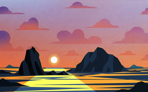 Neues Jahr Sonnenaufgang Landschaft Illustration — Stockvektor