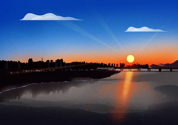 Schönen Sonnenuntergang Vektor Illustration Hintergrund — Stockvektor