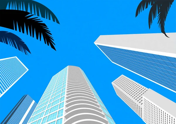 Vector Ilustración Del Rascacielos Ciudad — Vector de stock