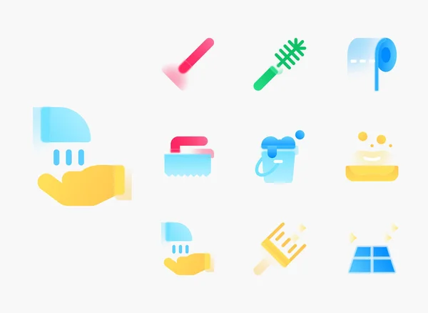 Washroom Restroom Cleaning Icon Set — Stock Vector