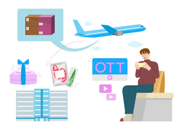 Online Ζωή Παγκόσμια Ψώνια Ott Υπηρεσία — Διανυσματικό Αρχείο