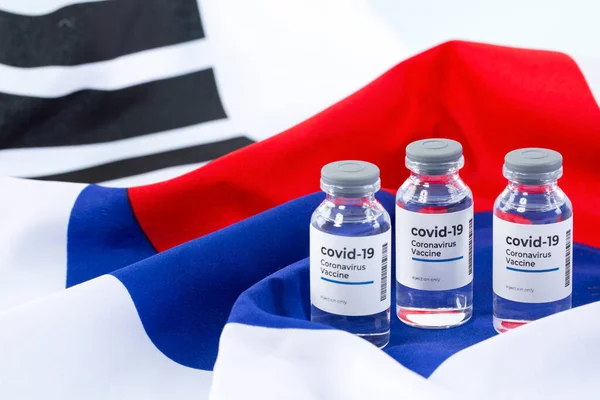 covid 19 vaccine with Korean flag background