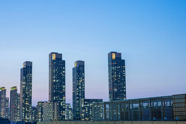 Skyscape Rempli Bâtiments Appartements Corée — Photo