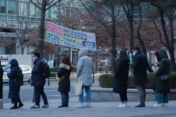 Tempo Frio Rua Inverno Com Pessoas — Fotografia de Stock