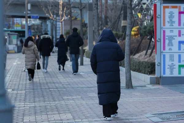 Temps Froid Rue Hiver Avec Les Gens — Photo