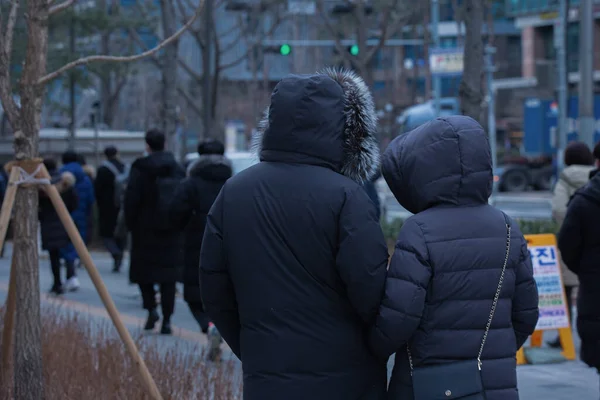Soğuk Hava Insanlarla Kış Caddesi — Stok fotoğraf