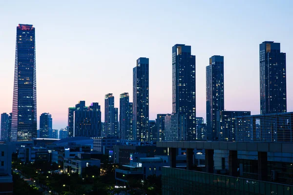 Skyscape Rempli Bâtiments Appartements Corée — Photo