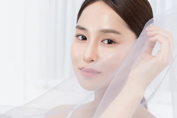 Κοντινό Πλάνο Του Όμορφου Ασιατικού Μοντέλου Κορεατική Ομορφιά Του Δέρματος — Φωτογραφία Αρχείου