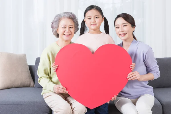 Three Generations Women Asian Grandmother Mother Grand Daughter — Stock Photo, Image