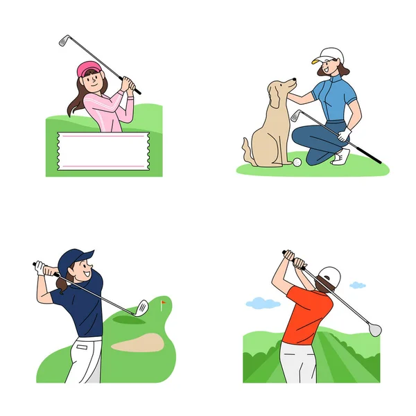 Conjunto Iconos Del Club Golf Ilustración Vectorial — Vector de stock