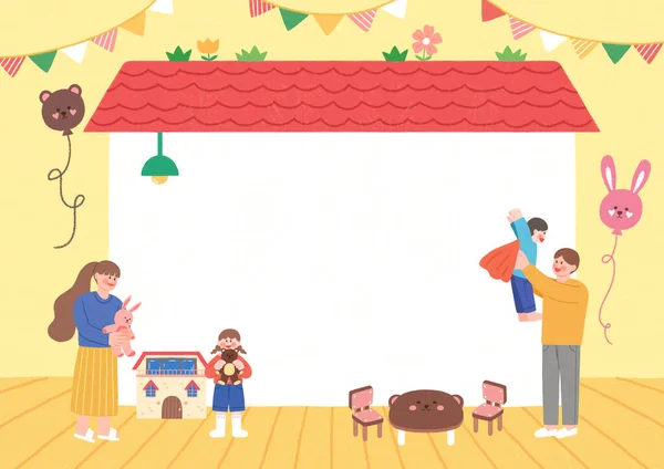 Dzień Dziecka Urodziny Party Rodzina Dzieciństwo Dzieci Mały Chłopiec Ilustracja — Wektor stockowy
