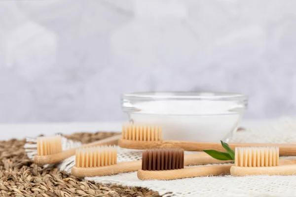 Cero Residuos Cepillo Dientes Bambú Bicarbonato Sodio — Foto de Stock