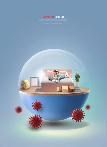 Covid Virüs Kavramından Güvenli Asya Modeli Kapsülde Günlük Hayatın Tadını — Stok fotoğraf