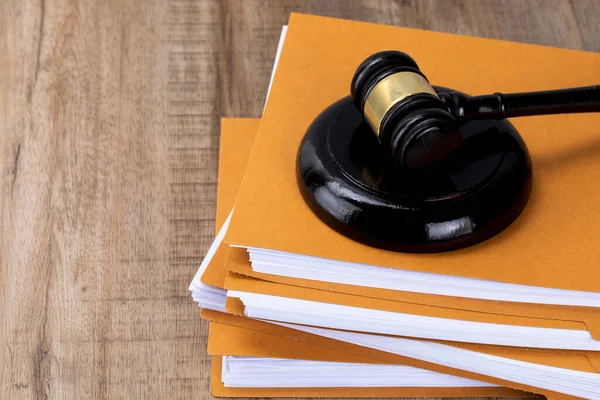 Hamer Geplaatst Het Document Bestanden Misdaad Wet — Stockfoto