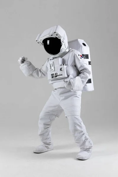 Astronaute Avec Poing Serré Fond Blanc — Photo