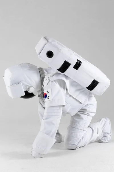 Astronot Ayakta Beyaz Arkaplan — Stok fotoğraf